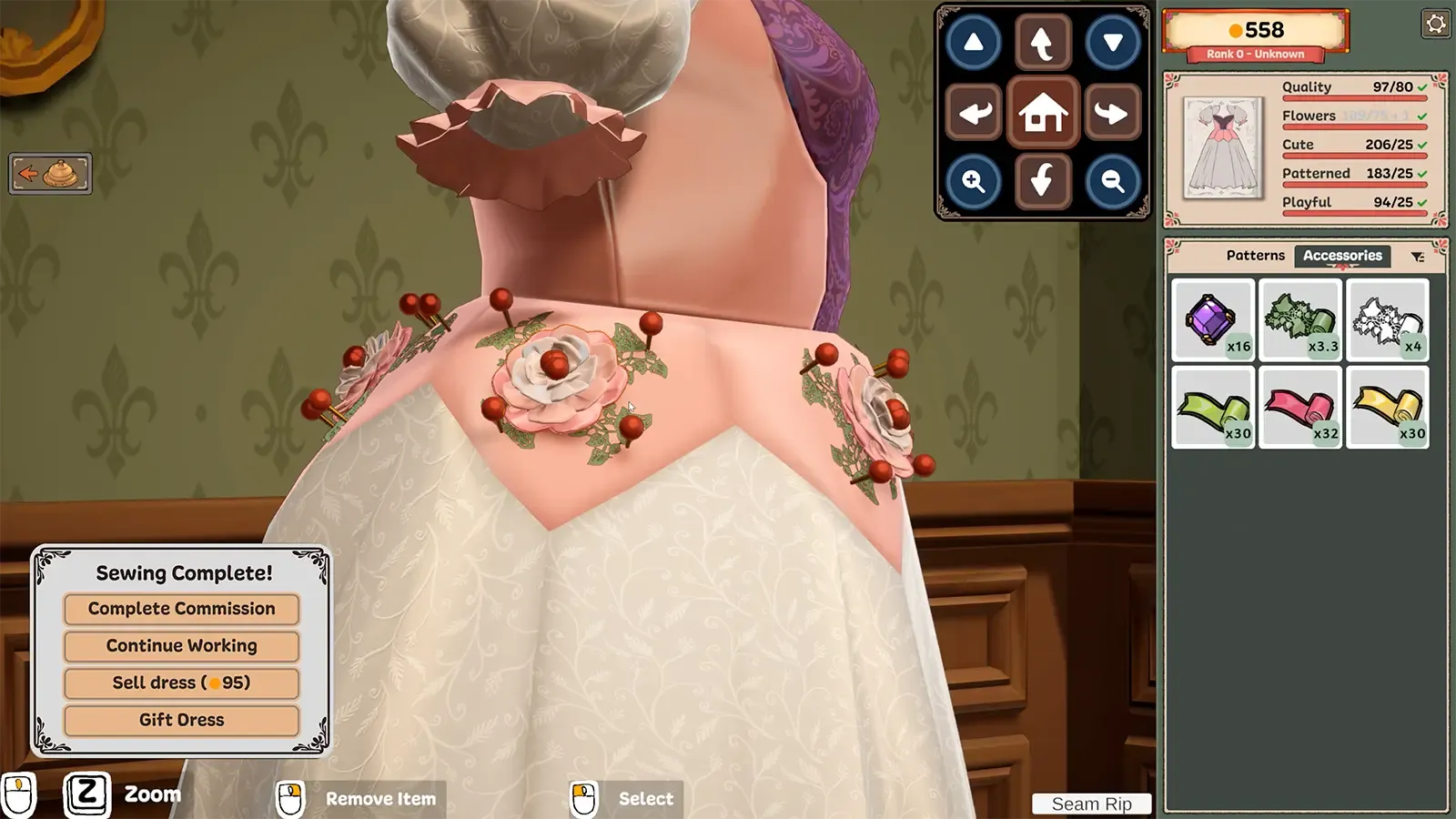 Dressmaker quality panel listing attribute and style scores
